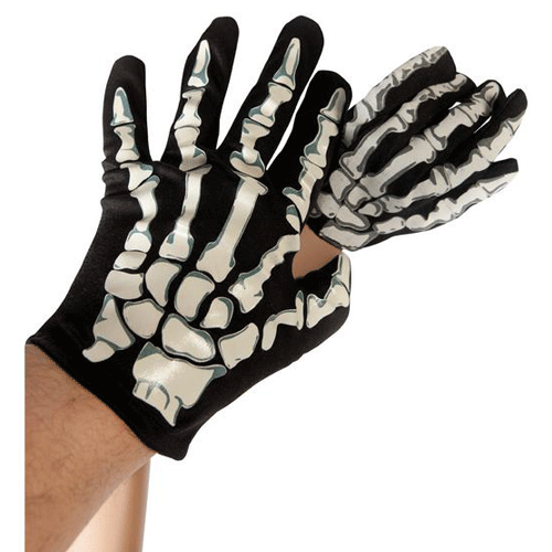 Gants noirs Squelette Phosphorescent enfant Halloween pour 3