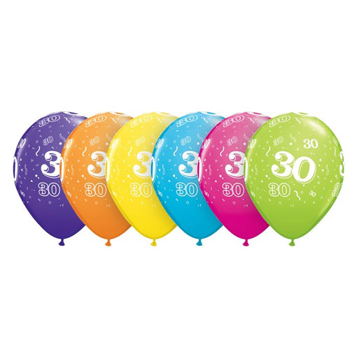 Ballon Qualatex 30 ans assortiment tropical