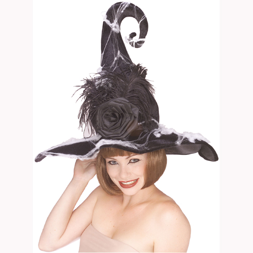 Chapeau de Sorcière luxe avec rose adulte Halloween