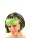 perruque-Perruque Adulte Carr� Noire Frange Verte