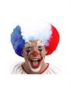 perruque-Perruque Adulte Pop Clown Bleu Blanc Rouge