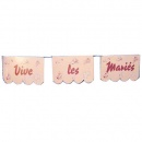 Banderole carton Vive les mariés crème/bordeaux