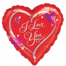 ballon message-Ballon I Love You Coeurs Mauves