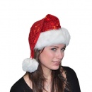 Bonnet de Noël paillettes rouges adulte