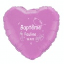 Ballon Baptême aluminium imprimé, coeur 45cm