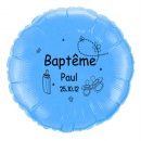 Ballon Baptême aluminium imprimé, rond 45cm