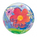 Ballon Bubble Happy Birthday Fleur au meilleur prix