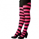 Collant Opaque Rayé Noir et Rose Fluo au meilleur prix
