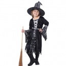 Déguisement sorcière luxe noire et argent Halloween enfant au meilleur prix