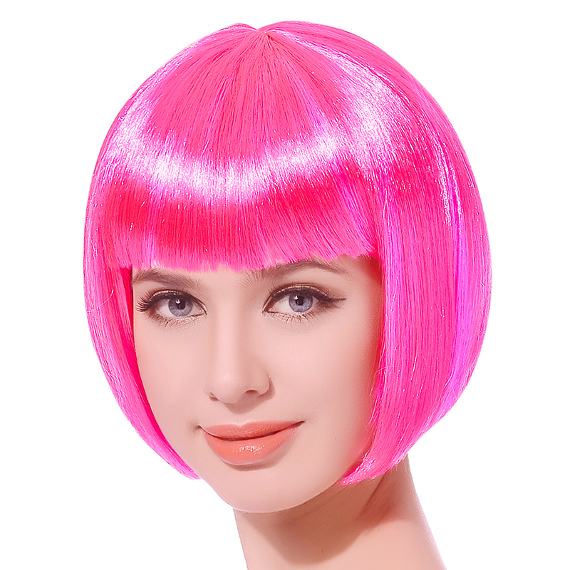 Perruque Carr&eacute; Court Rose Fluo