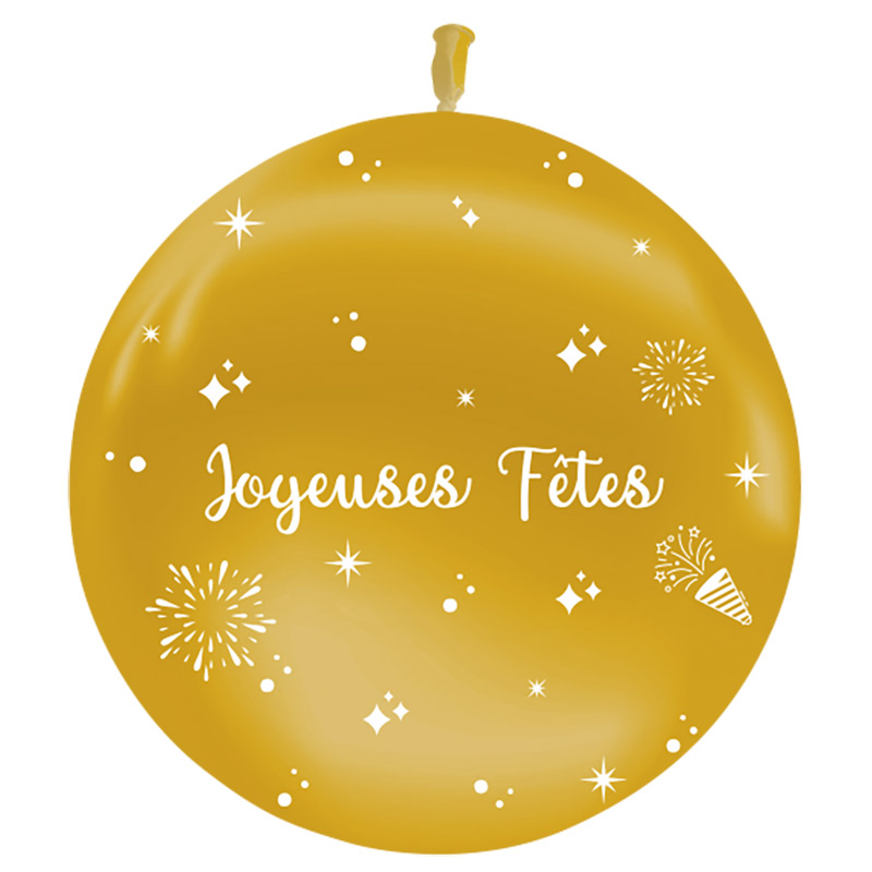 Ballon G&eacute;ant Joyeuses F&ecirc;tes Or