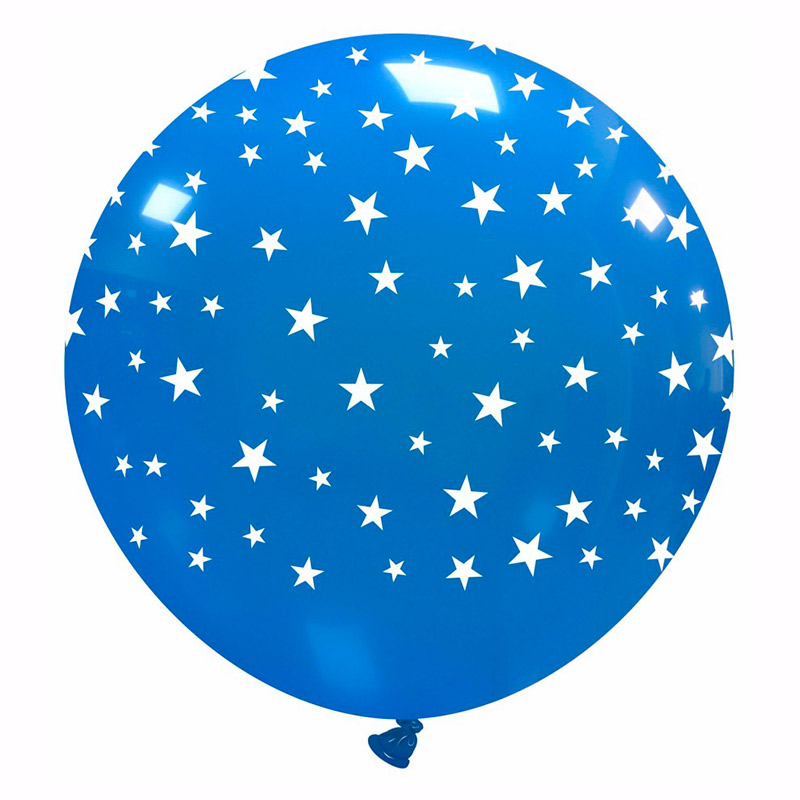 Ballon G&eacute;ant Bleu Etoiles Blanches