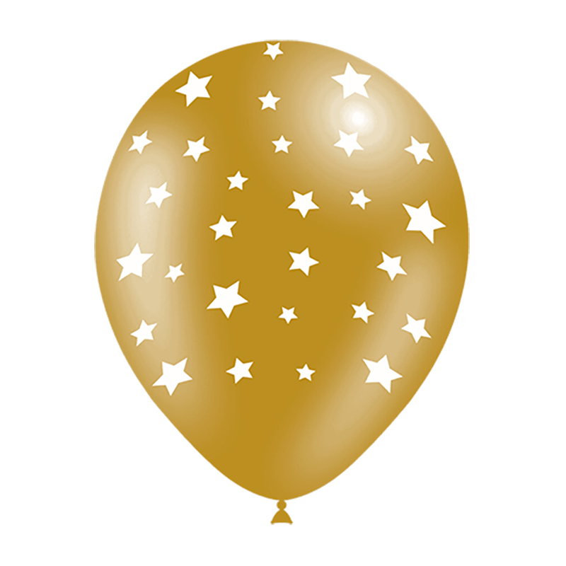 Ballon &eacute;toiles tout autour Or (8 pcs)
