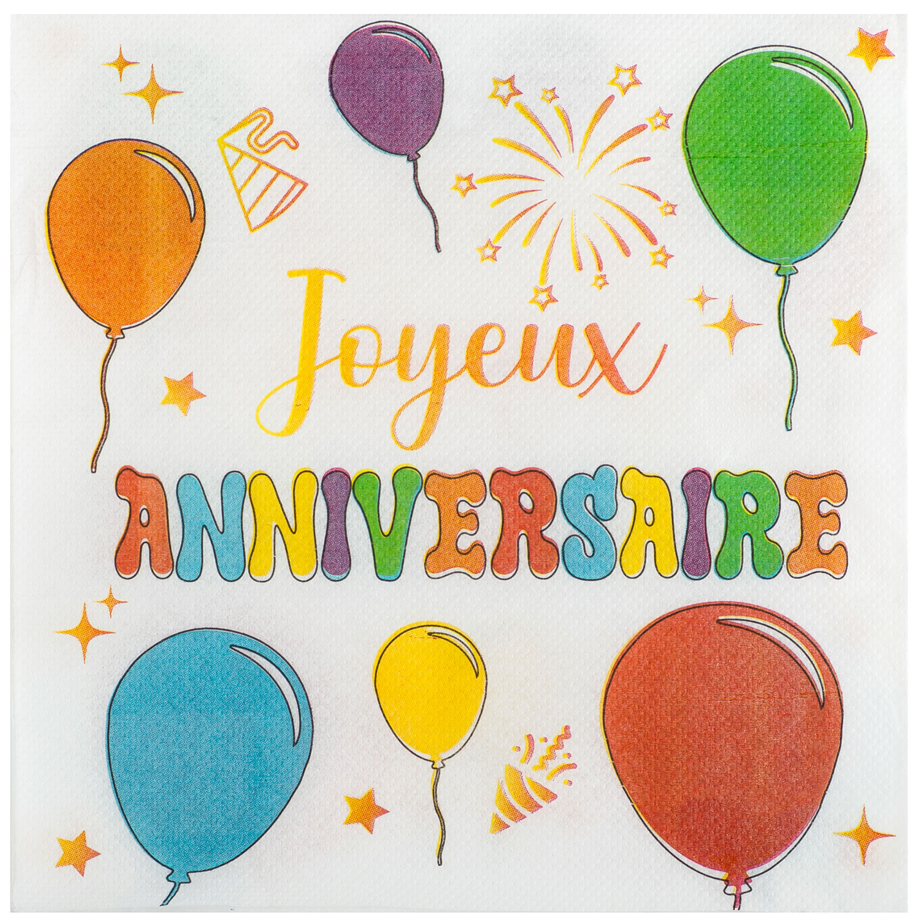 Serviette Jetable Anniversaire Multicolore