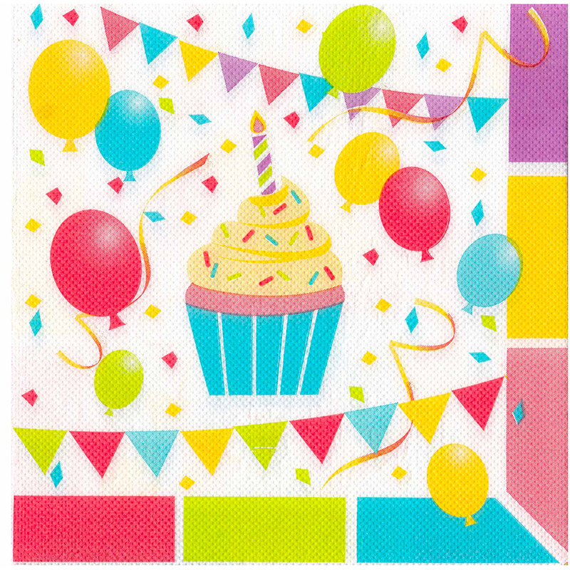 Serviette Jetable Anniversaire Multicolore