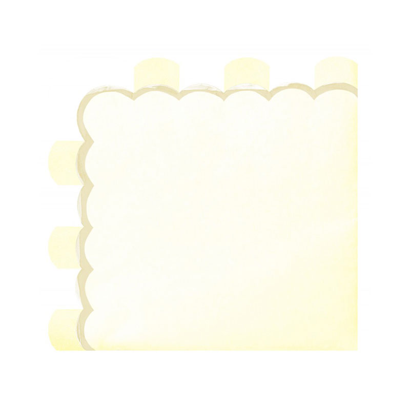 Serviette de table papier festonnée pastel Jaune