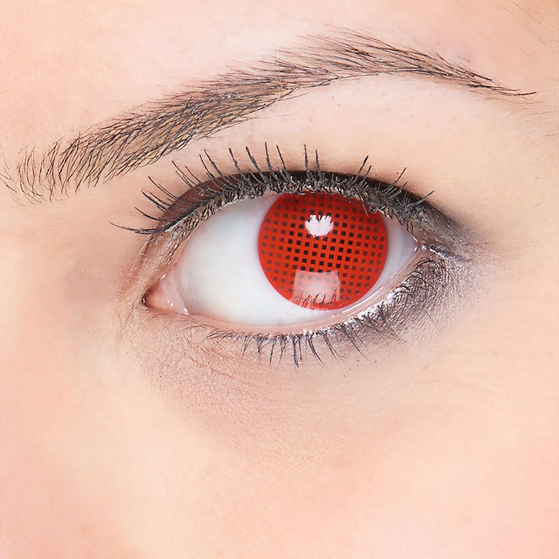 Lentilles de contact fantaisie Oeil Rouge quadrill&eacute;