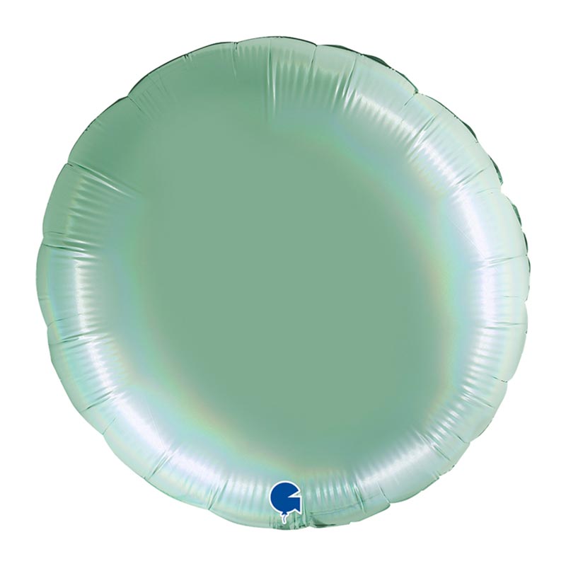 Ballon Mylar Rond vert Tiffany Holographic