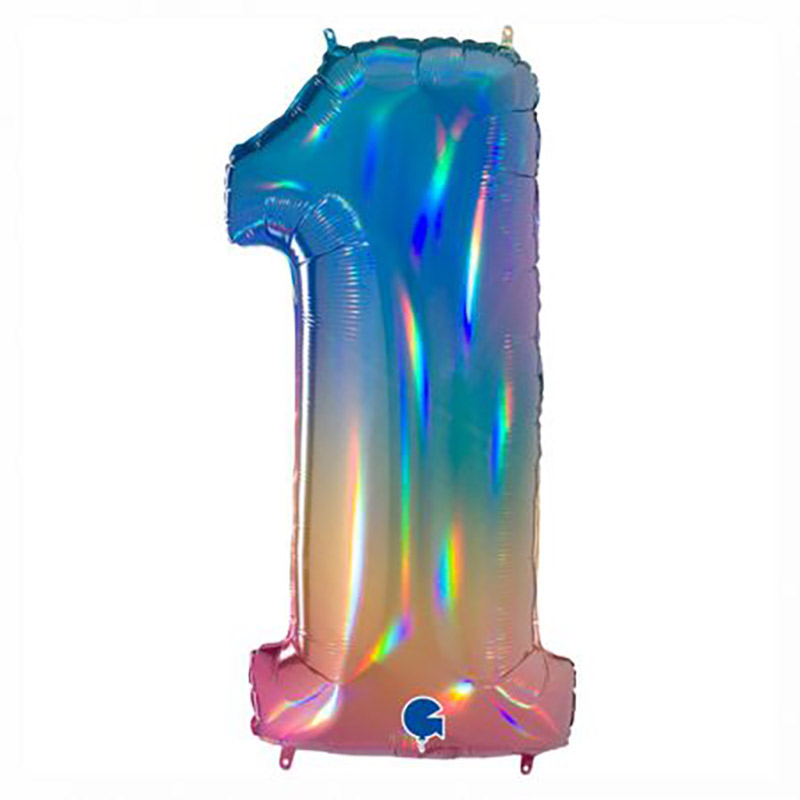 Ballon chiffre 40'' (100cm) Arc en ciel