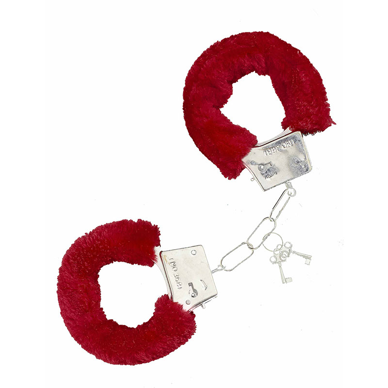 Menottes m&eacute;tal avec fourrure rouge