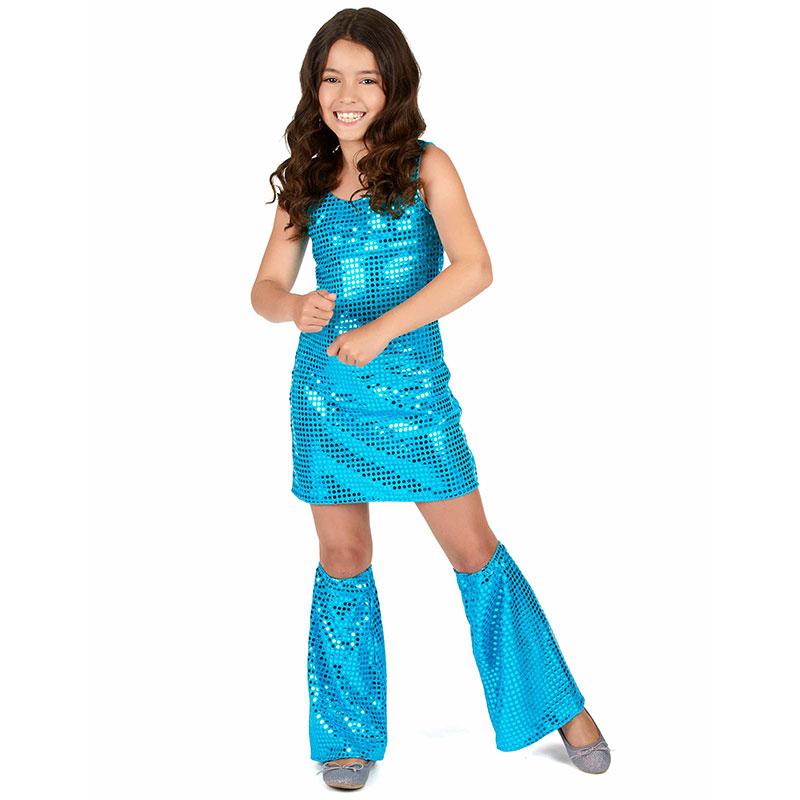 D&eacute;guisement disco sequins turquoise fille