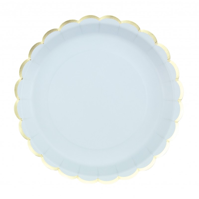 Assiette en Carton Ronde Festonn&eacute;e Bleu Pastel