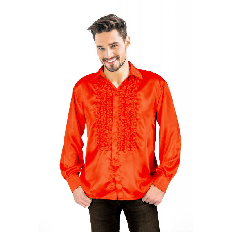 Chemise Disco Homme &agrave; Frou Frou Rouge