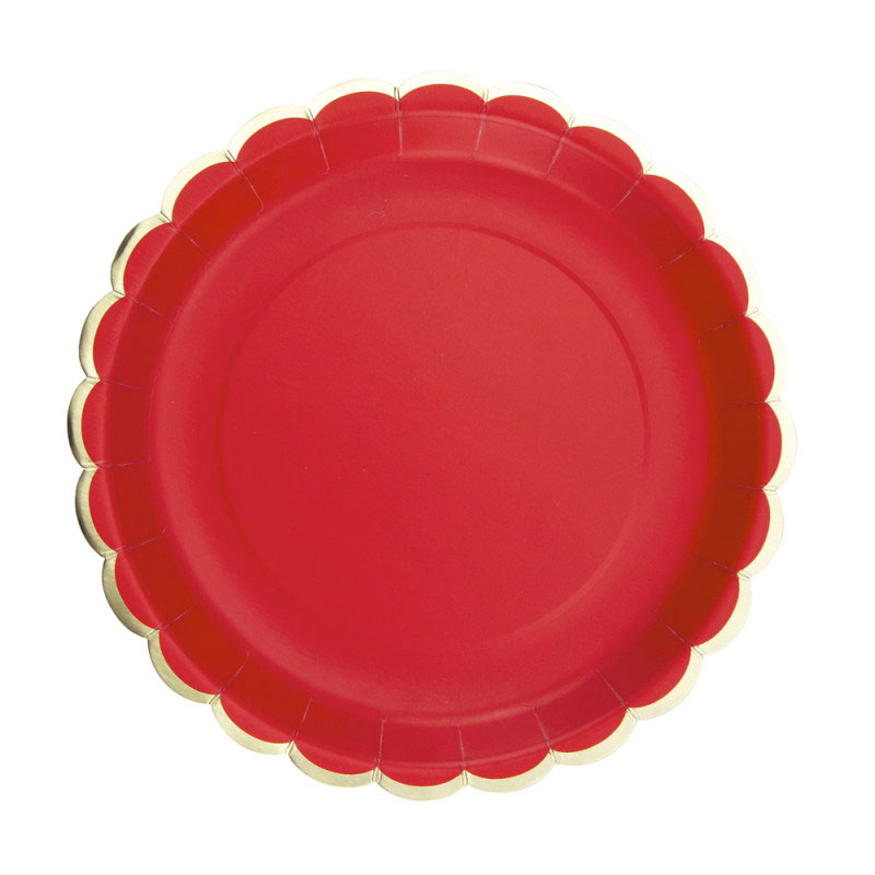 Assiette en Carton Ronde Festonn&eacute;e Rouge