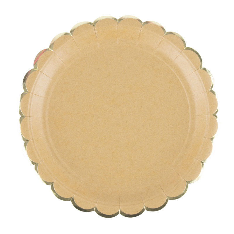 Assiette en Carton Ronde Festonn&eacute;e Kraft