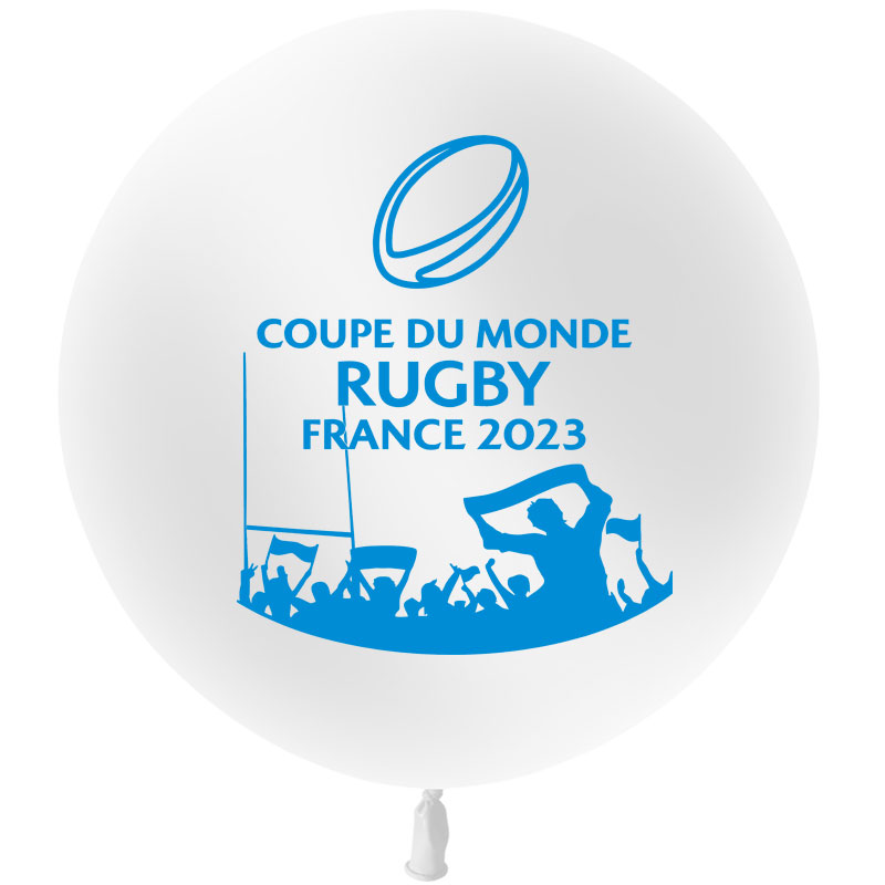 Ballon Géant Coupe du Monde Rugby Blanc (Hélium)