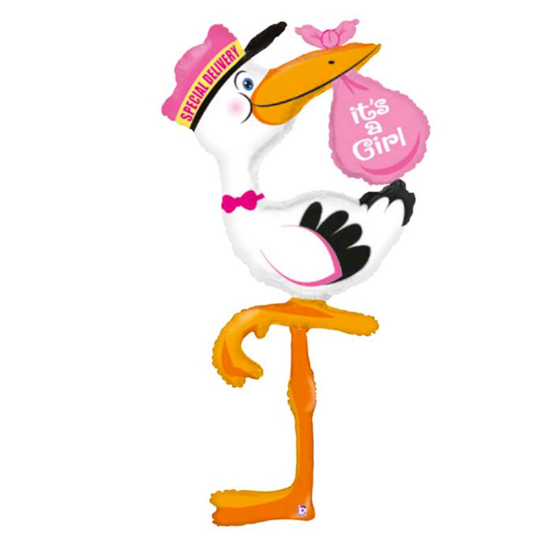 Ballon Cigogne B&eacute;b&eacute; Fille Rose