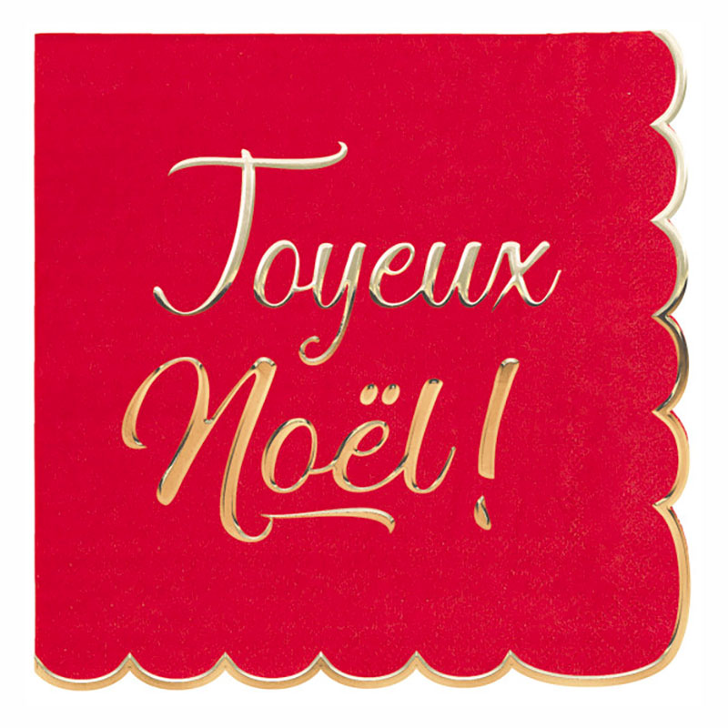 Serviette de table papier festonn&eacute;e Joyeux Noel