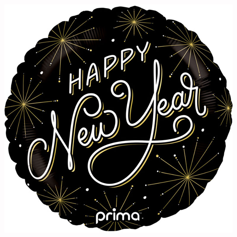Ballon Happy New Year artifice noir