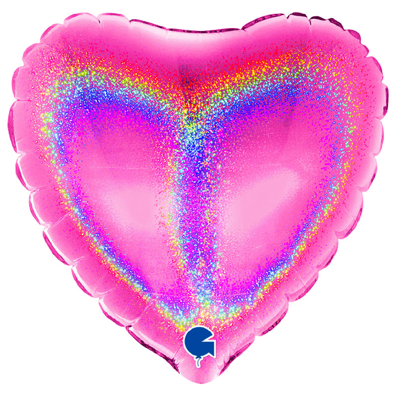 Ballon Alu Coeur Fuchsia Holo