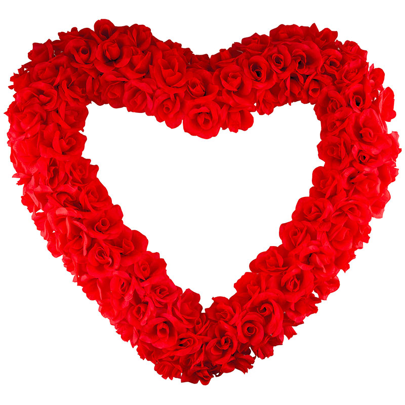 Coeur g&eacute;ant avec roses rouges