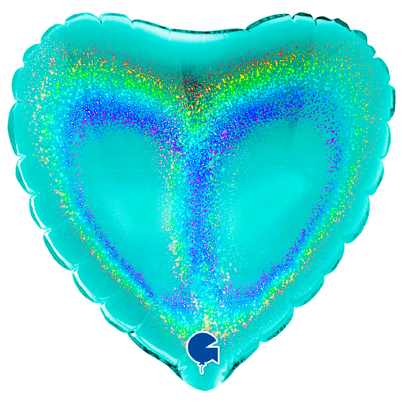 Ballon Alu Coeur Turquoise Holo