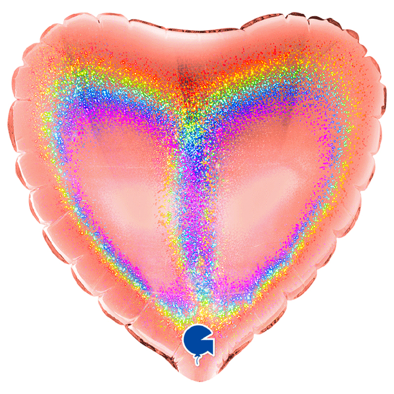 Ballon Alu Coeur Rose Gold Holo