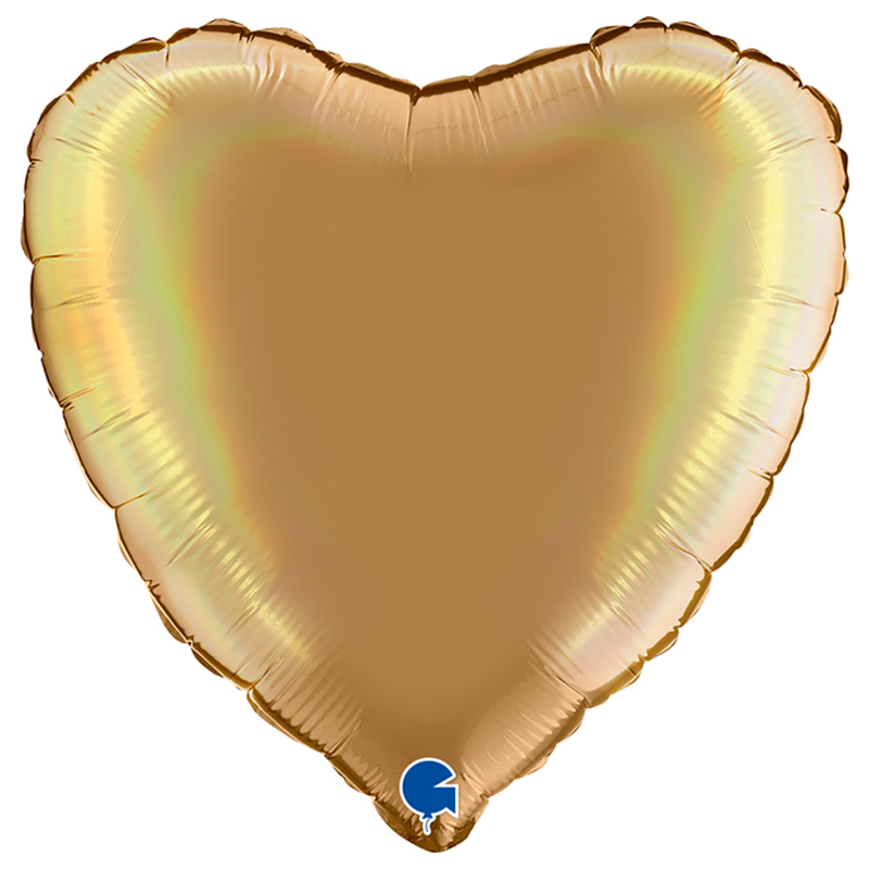 Ballon Mylar Coeur Champagne Platine Holographic