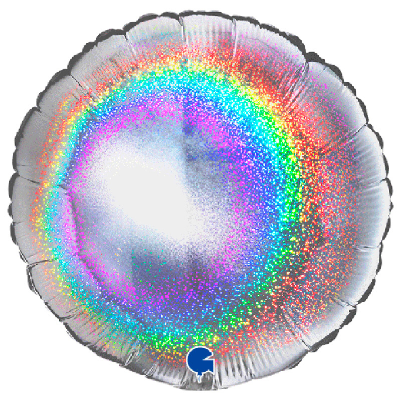 Ballon Mylar Rond Argent Holographic