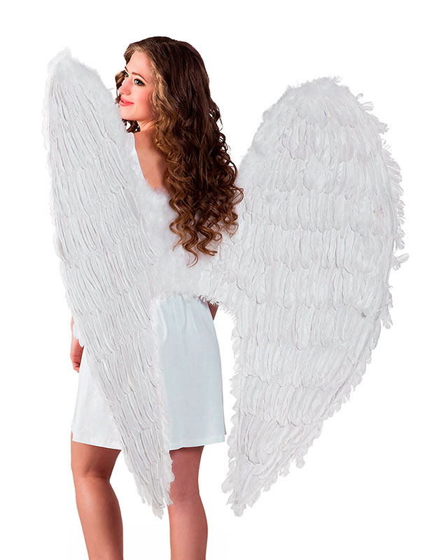 Ailes d'ange en plumes blanches 120cm