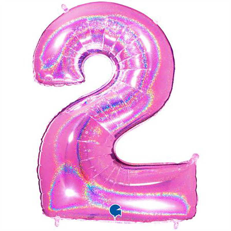 Ballon chiffre 40'' (100cm) Glitter Holo Fushia