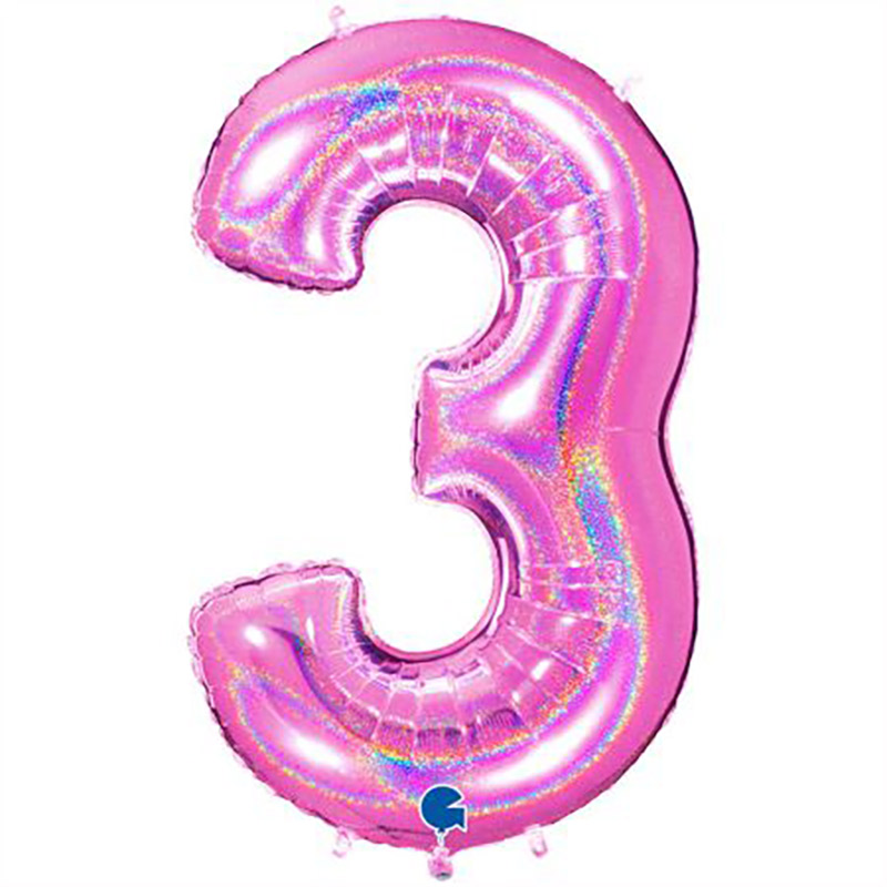 Ballon chiffre 40'' (100cm) Glitter Holo Fushia