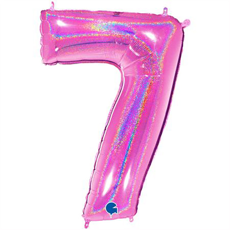 Ballon chiffre 40'' (100cm) Glitter Holo Fushia