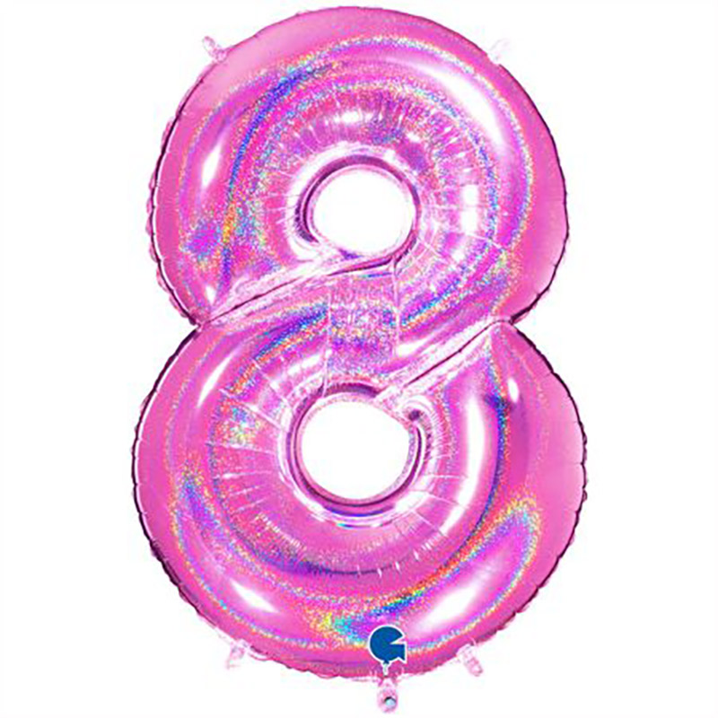 Ballon chiffre 40'' (100cm) Glitter Holo Fushia