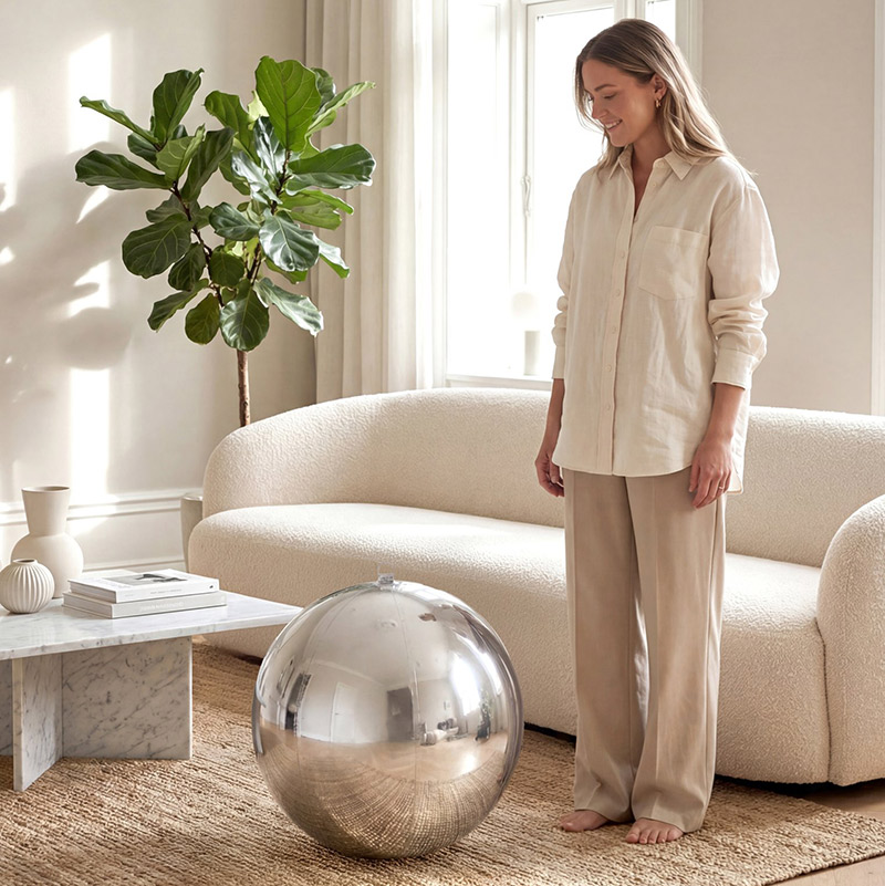 Boule Miroir PVC 60cm Argent