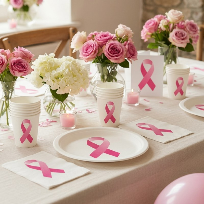 Vaisselle Octobre Rose pour 8 pers