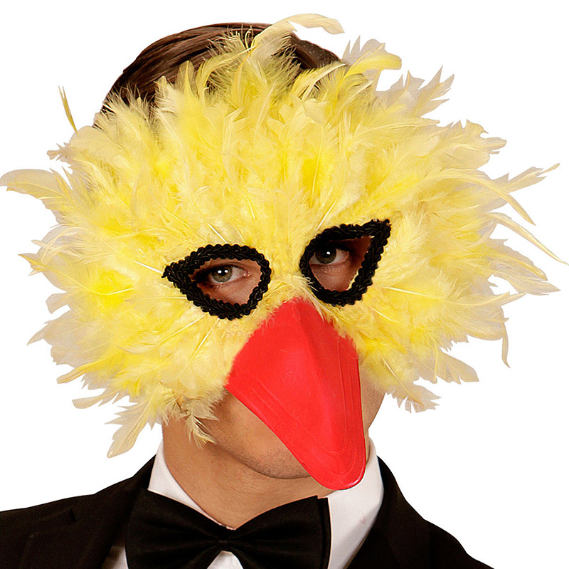 Masque Oiseau plumes jaunes