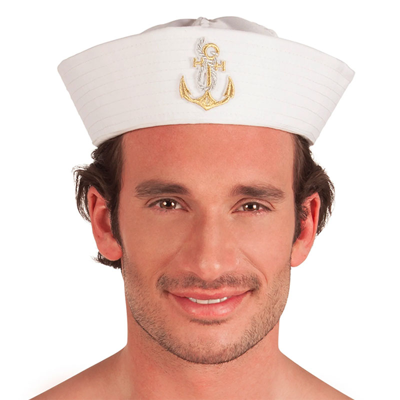 Bob Marin Blanc avec Ancre Dor&eacute;e