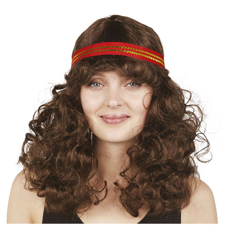 Perruque Hippie Femme fris&eacute;e avec bandeau