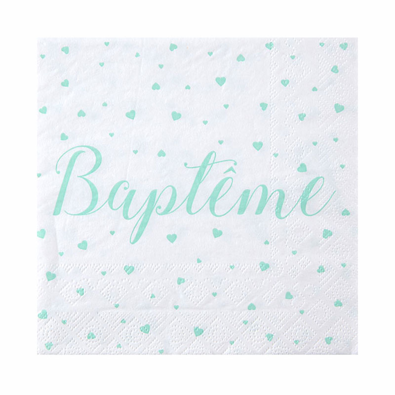Serviettes papier Baptême Menthe